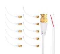 sourcing map BNC Pigtail Cable Bare Wire, 10Pcs 0.2M Gold-Plated BNC Male Open End Coaxial Connector Extension for DVR CCTV Camera Security System Monitor Video Connection, White