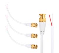 sourcing map BNC Pigtail Cable Bare Wire, 3Pcs 0.2M Gold-Plated BNC Male Open End Coaxial Connector Extension for DVR CCTV Camera Security System Monitor Video Connection, White