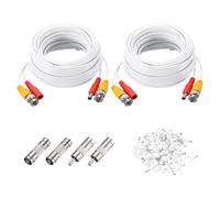 sourcing map BNC Video Power Cable,10m/33ft All-in-One Security Camera Wire Cord DC Extension Wire for CCTV Security DVR Camera System Installation Plug & Play Cord,2 Set White