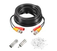 sourcing map BNC Video Power Cable,15m/49ft All-in-One Security Camera Wire Cord DC Extension Wire for CCTV Security DVR Camera System Installation Plug & Play Cord,1 Set Black
