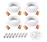 sourcing map BNC Video Power Cable,15m/49ft All-in-One Security Camera Wire Cord DC Extension Wire for CCTV Security DVR Camera System Installation Plug & Play Cord,4 Set White
