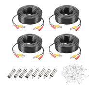 sourcing map BNC Video Power Cable,20m/66ft All-in-One Security Camera Wire Cord DC Extension Wire for CCTV Security DVR Camera System Installation Plug & Play Cord,4 Set Black