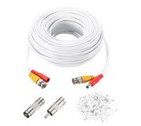sourcing map BNC Video Power Cable,30m/98ft All-in-One Security Camera Wire Cord DC Extension Wire for CCTV Security DVR Camera System Installation Plug & Play Cord,1 Set White