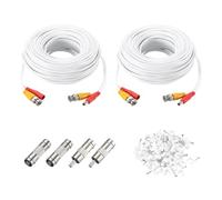 sourcing map BNC Video Power Cable,30m/98ft All-in-One Security Camera Wire Cord DC Extension Wire for CCTV Security DVR Camera System Installation Plug & Play Cord,2 Set White