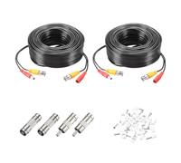 sourcing map BNC Video Power Cable,30m/98ft All-in-One Security Camera Wire Cord DC Extension Wire for CCTV Security DVR Camera System Installation Plug & Play Cord,2 Set Black