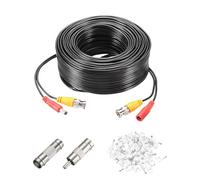 sourcing map BNC Video Power Cable,30m/98ft All-in-One Security Camera Wire Cord DC Extension Wire for CCTV Security DVR Camera System Installation Plug & Play Cord,1 Set Black