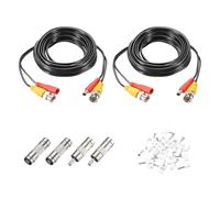 sourcing map BNC Video Power Cable,3m/10ft All-in-One Security Camera Wire Cord DC Extension Wire for CCTV Security DVR Camera System Installation Plug & Play Cord,2 Set Black