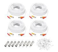 sourcing map BNC Video Power Cable,45m/148ft All-in-One Security Camera Wire Cord DC Extension Wire for CCTV Security DVR Camera System Installation Plug & Play Cord,4 Set White