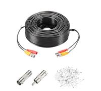 sourcing map BNC Video Power Cable,45m/148ft All-in-One Security Camera Wire Cord DC Extension Wire for CCTV Security DVR Camera System Installation Plug & Play Cord,1 Set Black