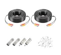 sourcing map BNC Video Power Cable,45m/148ft All-in-One Security Camera Wire Cord DC Extension Wire for CCTV Security DVR Camera System Installation Plug & Play Cord,2 Set Black