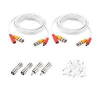 sourcing map BNC Video Power Cable,5m/16ft All-in-One Security Camera Wire Cord DC Extension Wire for CCTV Security DVR Camera System Installation Plug & Play Cord,2 Set White