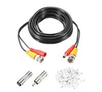 sourcing map BNC Video Power Cable,5m/16ft All-in-One Security Camera Wire Cord DC Extension Wire for CCTV Security DVR Camera System Installation Plug & Play Cord,1 Set Black