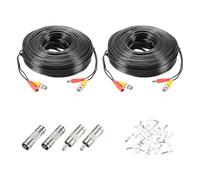 sourcing map BNC Video Power Cable,60m/197ft All-in-One Security Camera Wire Cord DC Extension Wire for CCTV Security DVR Camera System Installation Plug & Play Cord,2 Set Black