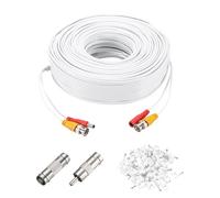 sourcing map BNC Video Power Cable,60m/197ft All-in-One Security Camera Wire Cord DC Extension Wire for CCTV Security DVR Camera System Installation Plug & Play Cord,1 Set White
