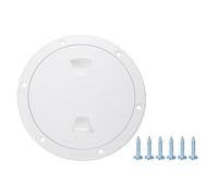 sourcing map Boat Hatch, 6" Round Non Slip Plate Inspection Deck Access Hatch & Lid, Detachable Cover with Screws for Marine Boat Yacht Ships, White