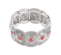 sourcing map Bohemian Turquoise Bracelets for Women Bohemian Pattern Turquoise Stretchy Bangle Stackable Wrist Band for Western Boho Country Costume Jewelry Accessories, Red