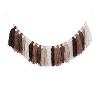 sourcing map Bohemian Yarn Tassel Garland with Wood Beads,3.9Ft Brown Terracotta Fall Wall Hanging Tassels Banner Western Room Decor for Bedroom Office Nursery Classroom Party Decorations
