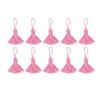 sourcing map Bookmark Tassels - 10Pcs 7.5cm/3" Soft Mini Tassel with Cord Loop for Keychain Bag Pendants Handmade DIY Crafts Accessory, Pink