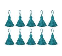 sourcing map Bookmark Tassels - 10Pcs 7.5cm/3" Soft Mini Tassel with Cord Loop for Keychain Bag Pendants Handmade DIY Crafts Accessory, Peacock Blue