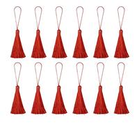 sourcing map Bookmark Tassels - 12Pcs 6.5" Silky Soft Mini Tassel with Loops for Keychain Graduation Handmade DIY Craft Accessory, Red