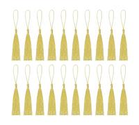 sourcing map Bookmark Tassels - 20Pcs 13cm/5" Silky Soft Mini Tassel with Loops for Keychain Graduation Handmade DIY Craft Accessory, Dark Yellow