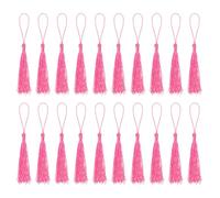 sourcing map Bookmark Tassels - 20Pcs 13cm/5" Silky Soft Mini Tassel with Loops for Keychain Graduation Handmade DIY Craft Accessory, Pink