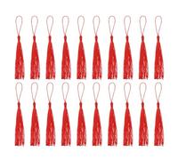 sourcing map Bookmark Tassels - 20Pcs 13cm/5" Silky Soft Mini Tassel with Loops for Keychain Graduation Handmade DIY Craft Accessory, Red