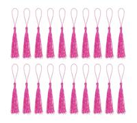 sourcing map Bookmark Tassels - 20Pcs 13cm/5" Silky Soft Mini Tassel with Loops for Keychain Graduation Handmade DIY Craft Accessory, Fuchsia