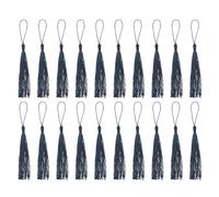 sourcing map Bookmark Tassels - 30Pcs 13cm/5" Silky Soft Mini Tassel with Loops for Keychain Graduation Handmade DIY Craft Accessory, Navy Blue