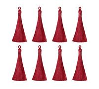sourcing map Bookmark Tassels - 8Pcs 3.66" Silky Soft Mini Tassel with Loops for Keychain Graduation Handmade DIY Craft Accessory, Wine Red