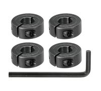 sourcing map Bore 10 mm Single Split Shaft Collar 24 mm OD 9 mm Thickness Carbon Steel Locking Collar Clamp Style with Set Screw & Hex Wrench for Machine Tools Industry (Black, Pack of 4)
