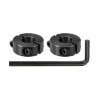 sourcing map Bore 15 mm Double Split Shaft Collar 35 mm OD 12 mm Thickness Carbon Steel Locking Collar Clamp Style with Set Screw & Hex Wrench for Machine Tools Industry (Black, Pack of 2)