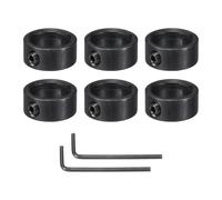sourcing map Bore 16 mm Shaft Collar 22 mm OD 8 mm Thickness Carbon Steel Landing Gear Stopper Wheel Collar with Set Screw & 2 Hex Hex Wrench for Machine Tools Industry (Black, Pack of 6)