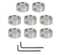 sourcing map Bore 16 mm Shaft Collar 22 mm OD 8 mm Thickness Carbon Steel Landing Gear Stopper Wheel Collar with Set Screw & 2 Hex Wrench for Machine Tools Industry (Silver Tone, Pack of 8)