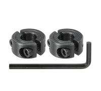 sourcing map Bore 8 mm Double Split Shaft Collar 18 mm OD 9 mm Thickness Carbon Steel Locking Collar Clamp Style with Set Screw & Hex Wrench for Machine Tools Industry (Black, Pack of 2)