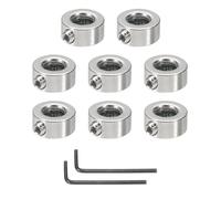sourcing map Bore 8 mm Shaft Collar 16 mm OD 8 mm Thickness Carbon Steel Landing Gear Stopper Wheel Collar with Set Screw & 2 Hex Wrench for Machine Tools Industry (Silver Tone, Pack of 8)