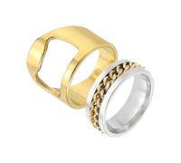 sourcing map Bottle Opener Rings Set, Titanium Steel Spinner Chain Ring Bottle Cap Opener Creative Finger Beer Opening Tool for Men Women Party Bar Present Decor Supplies, Size 10, Gold
