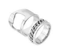 sourcing map Bottle Opener Rings Set, Titanium Steel Spinner Chain Ring Bottle Cap Opener Creative Finger Beer Opening Tool for Men Women Party Bar Present Decor Supplies, Size 9, Silver