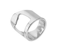 sourcing map Bottle Opener Rings, Titanium Steel Ring Bottle Cap Opener Creative Finger Thumb Beer Opening Tool for Men Women Party Bar Present Decor Supplies Bartender Tools, Size 7, Silver