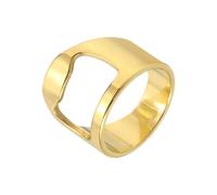 sourcing map Bottle Opener Rings, Titanium Steel Ring Bottle Cap Opener Creative Finger Thumb Beer Opening Tool for Men Women Party Bar Present Decor Supplies Bartender Tools, Size 10, Gold