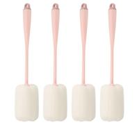 sourcing map Bottle Soft Brush,4 Pcs - 10'' Cleaner Brush with Soft Sponge, Cup Cleaner Brush for Cleaning Sports Bottles, Coffee Mugs,Nipple Brush (Pink)