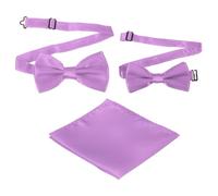 sourcing map Bow Tie for Men, Adjustable Bow Ties with Pocket Square(Light Purple, 2Size)