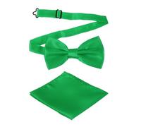 sourcing map Bow Tie for Men, Adjustable Bow Ties with Pocket Square Solid Color Triple Fold Pre-tied Bow Ties Sets for Wedding, Parties, Dinner, and Business (Green)