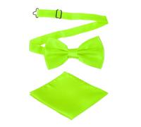 sourcing map Bow Tie for Men, Adjustable Bow Ties with Pocket Square Solid Color Triple Fold Pre-tied Bow Ties Sets for Wedding, Parties, Dinner, and Business (Grass Green)