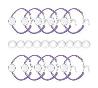 sourcing map Bracelet Blanks for Jewelry Making 10pcs 20mm Purple/Silver Color Adjustable Alloy Round Bezel Tray Base Settings with 20mm Clear Glass Multi