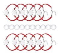 sourcing map Bracelet Blanks for Jewelry Making 10pcs 20mm Red/Silver Color Adjustable Alloy Round Bezel Tray Base Settings with 20mm Clear Glass Multi