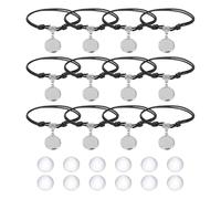 sourcing map Bracelet Blanks for Jewelry Making 12pcs 16mm Black Color Adjustable Alloy Round Bezel Tray Base Settings with 16mm Clear Glass Multi