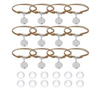 sourcing map Bracelet Blanks for Jewelry Making 12pcs 16mm Brown Color Adjustable Alloy Round Bezel Tray Base Settings with 16mm Clear Glass Multi