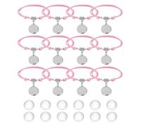 sourcing map Bracelet Blanks for Jewelry Making 12pcs 16mm Pink Color Adjustable Alloy Round Bezel Tray Base Settings with 16mm Clear Glass Multi