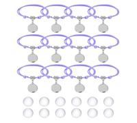 sourcing map Bracelet Blanks for Jewelry Making 12pcs 16mm Purple Color Adjustable Alloy Round Bezel Tray Base Settings with 16mm Clear Glass Multi